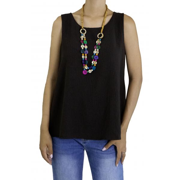 Canotta tinta unita con collana